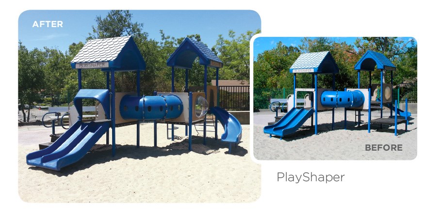 之前和之后的后悔rofit program used on a play shaper playground.