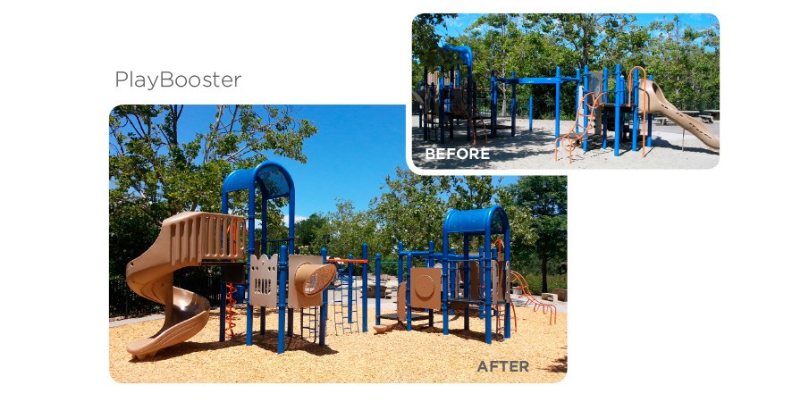 之前和之后的后悔rofit program used on a park playground,.